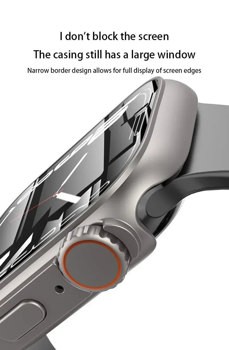 2PCS Case Glass+Case For Apple Watch 42 46 44 45 41 40mm Screen Protector Cover Change Ultra Bumper IWatch Series10 9 8 7 SE 6 5