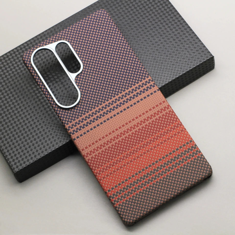 HANWOR Magnetic Carbon Fiber Phone Case for Samsung Galaxy S25 Ultra 600D Aramid Fiber Magnetic Cover S25 Ultra Magsafe Case