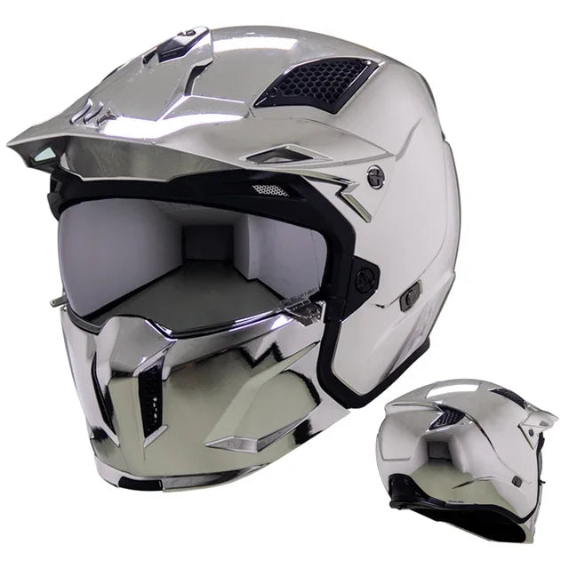 Spanish MT Streetfight Motorcycle Helmet Retro Street Fighter Combination  Four Seasons Detachable Full Face