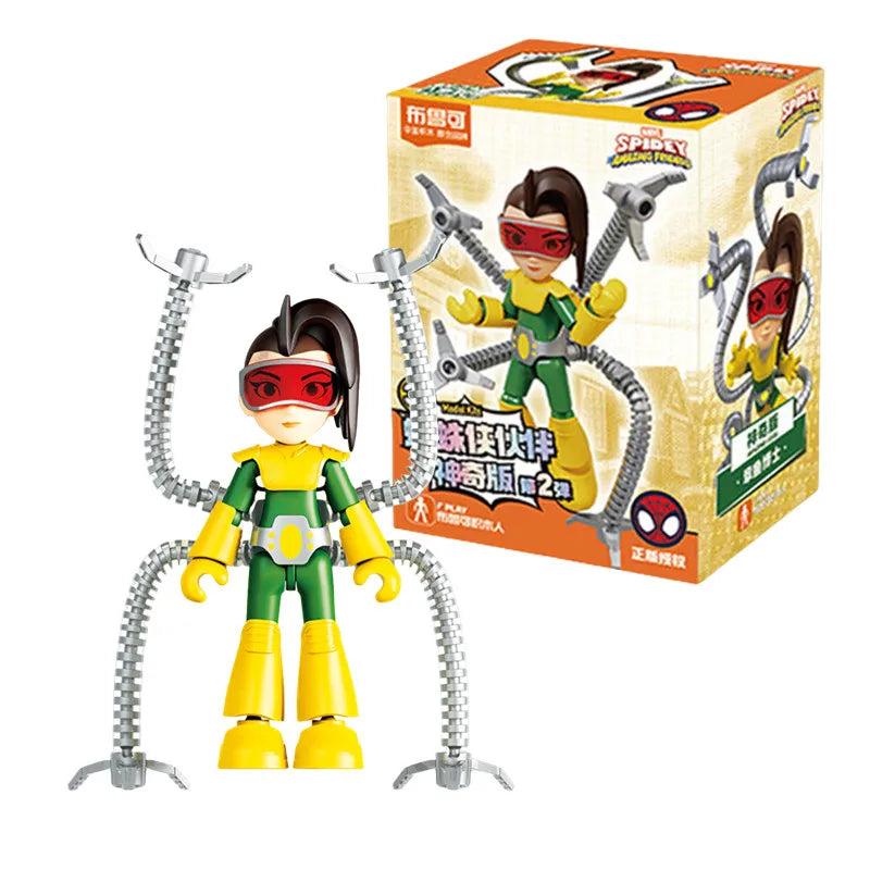 12cm Marvel Spider Amazing Friends 3 Blind box Model kits  Spider Man Peter Parker Miles Gwen  Action Figure Splicing toys