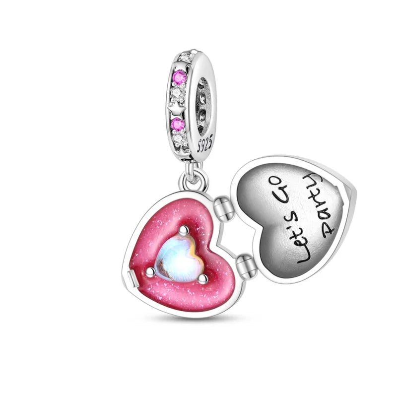 925 Sterling Silver Princess Powder Series Exquisite Daily Bow Sweet Charms Beads Fit Pan Original Bracelets DIY Jewelry