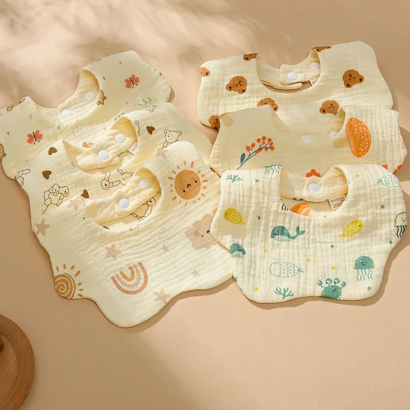 Cotton Gauze Baby Bib Babies Accessories Newborn Baby Apron Feeding Bib 6 Layer Muslin Burp Cloths Kids Saliva Towel New Born