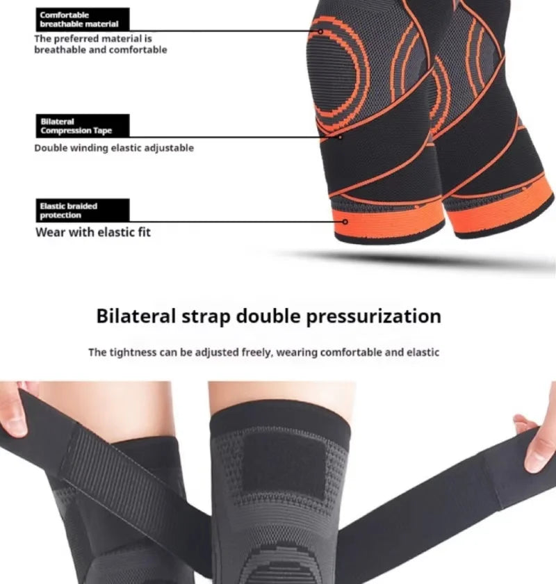 Cross-border Sports Compression Knitted Strap Nylon Knee Guard Men's and Women's Running Mountaineering Knee Guard