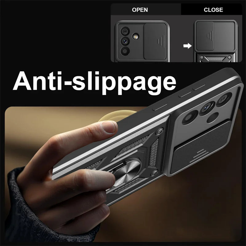 Armor Case For Samsung Galaxy S24 FE S22 S23 Plus S21 S25 Ultra S20 A54 A16 5G A56 A55 A35 A15 A05 A06 Slide Lens Protect Cover