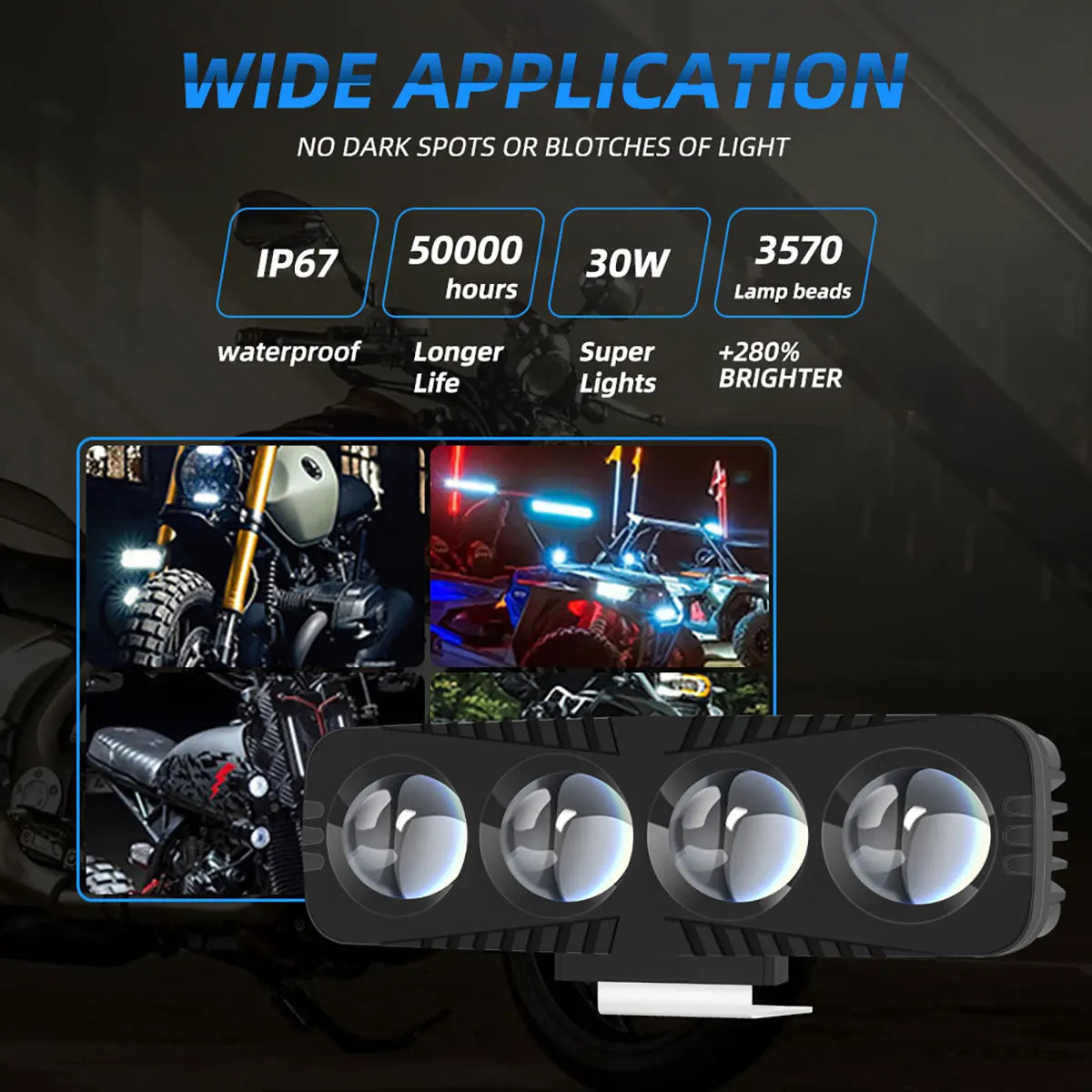 Motorcycle Headlight Additional Spotlights Dual Color 4 Lens Led Motorbike LED Fog Lamp Scooter SUV ATV Motorcycle Running Lamp