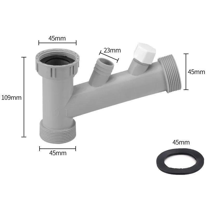 Sink Drain Pipe Adapter Y Shaped Basin Sewer Branch Connector Overflow Tube Thread Hose Joint for Kitchen Bathroom Accessories