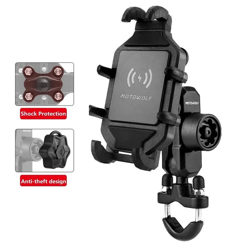 Motorcycle Wireless Charging Phone Holder Cradle 3.0 Quick Charger GPS Moto Support Cellphone Handlebar Mount for 4-7 inch Phone