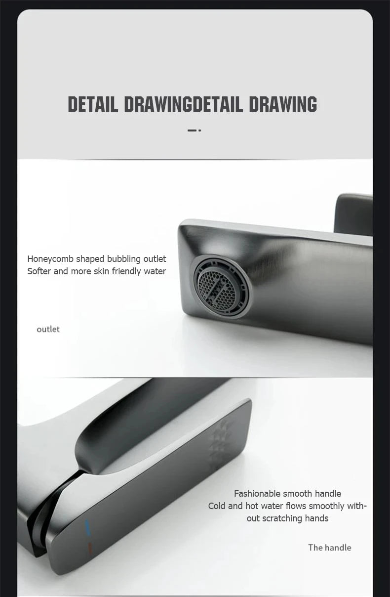 Brass Core Modern Bathroom Sink Faucet Single Handle Deck Mounted Wash Basin Water Tap Hot And Cold Mixer