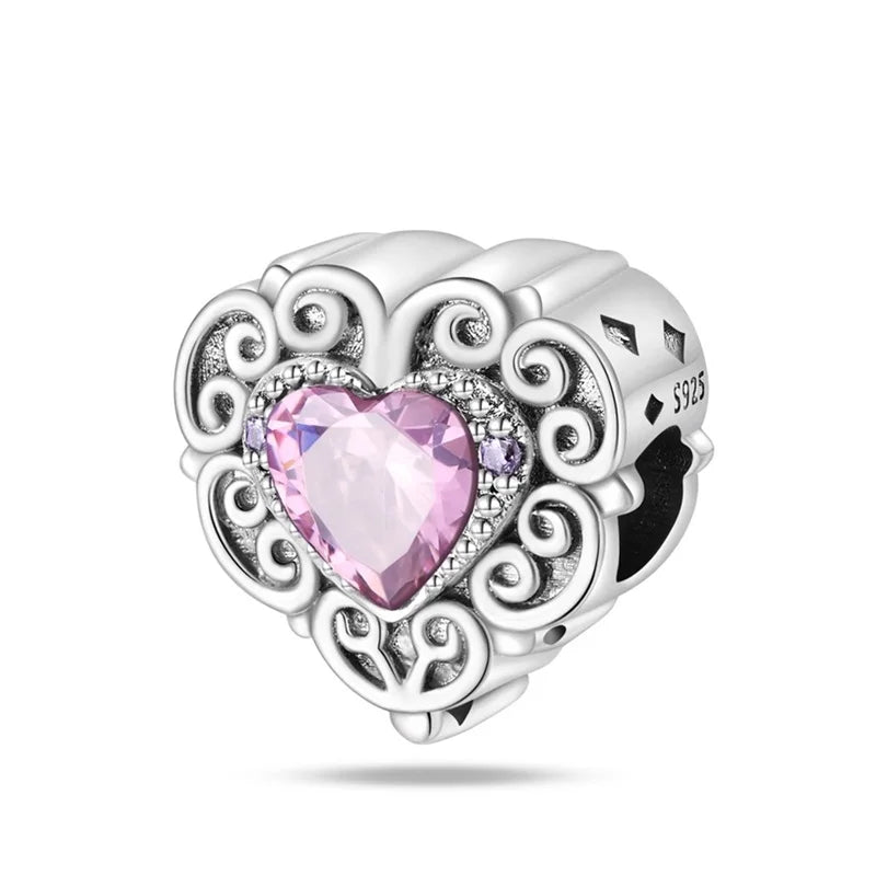 925 Sterling Silver Princess Powder Series Exquisite Daily Bow Sweet Charms Beads Fit Pan Original Bracelets DIY Jewelry