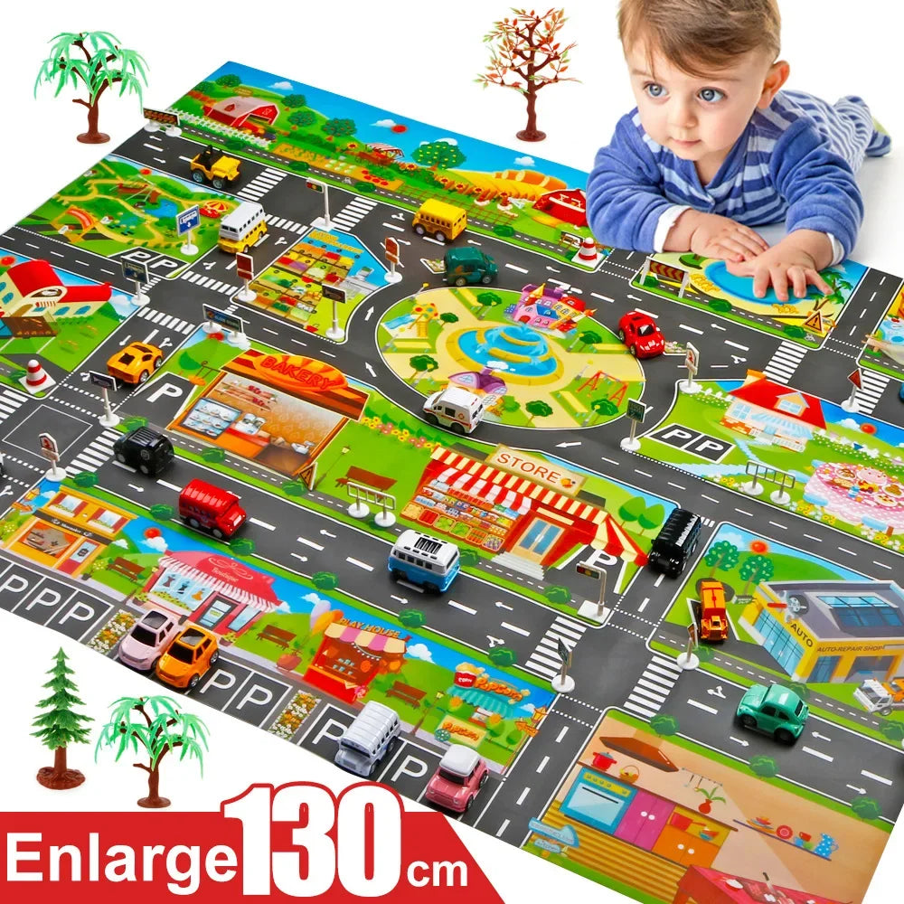 Road Mats Children Traffic Car Map Boy Girls Educational Toys Road Carpet Playmat For Baby Mats Cartoon City Rug Kids Toys Games