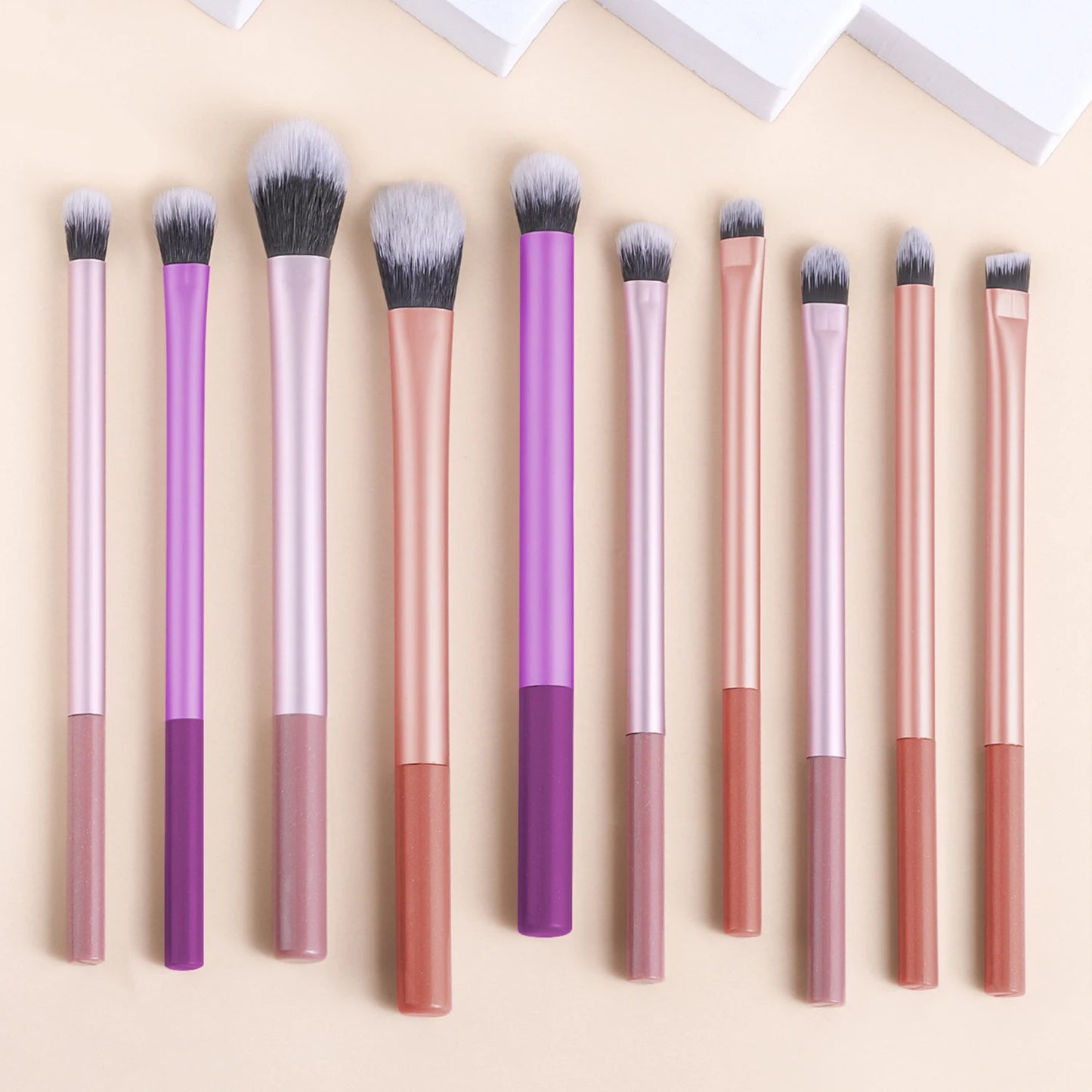 10 professional makeup brush set, portable small long tube, multi-functional face and eye makeup tools, daily makeup