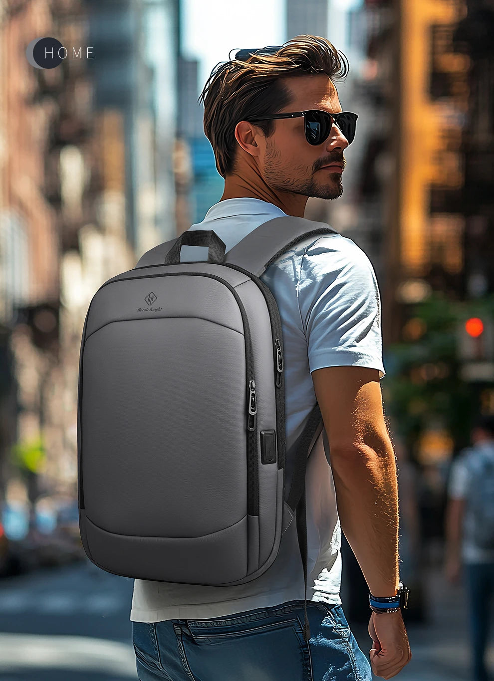 HcanKcan Men's Expandable Backpack Multifunction 17.3inch Laptop Bag Fashion Waterproof Travel Backpack Lightweight Business Bag