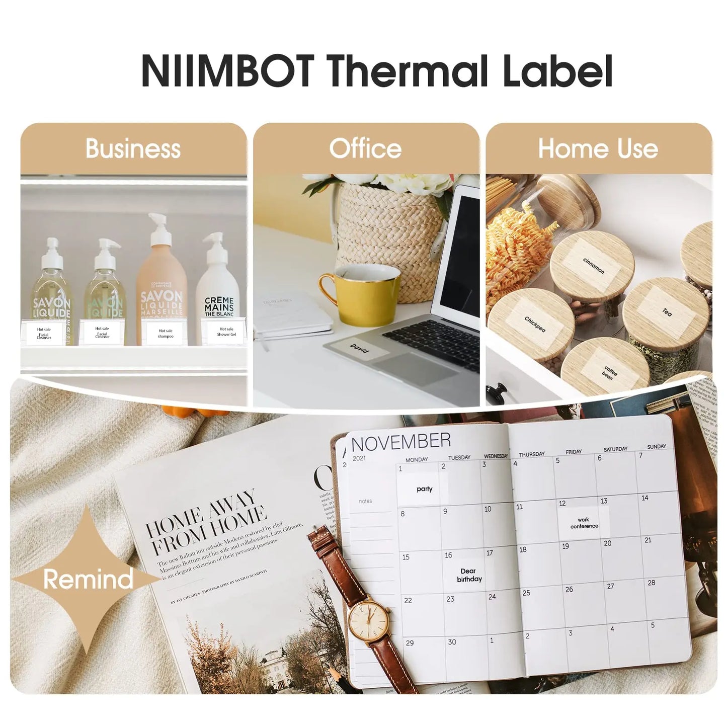 Niimbot B1/B21/B203 Transparent Label Paper Mini Printer Thermal Round/ Square Sticker Self Adhesive Waterproof Sticker New