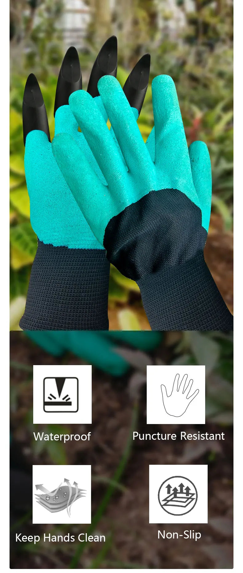 Garden Gloves with Claws Chicken Coop Cleaning for Digging Pruning Poking All in One Gardening Tool Durable Hand Protectors
