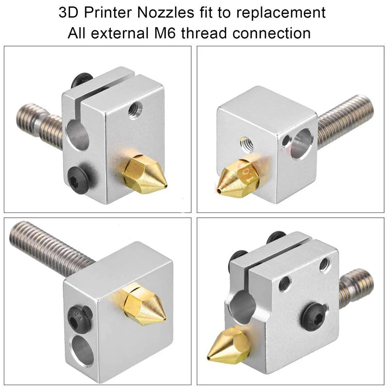 24Pcs MK8 Extruder Nozzles 0.2/0.4/0.5/0.6/0.8/1.0mm M6 Thread for Creality Ender 3/3 Pro/3 V2, Ender 5 3D Printer Part