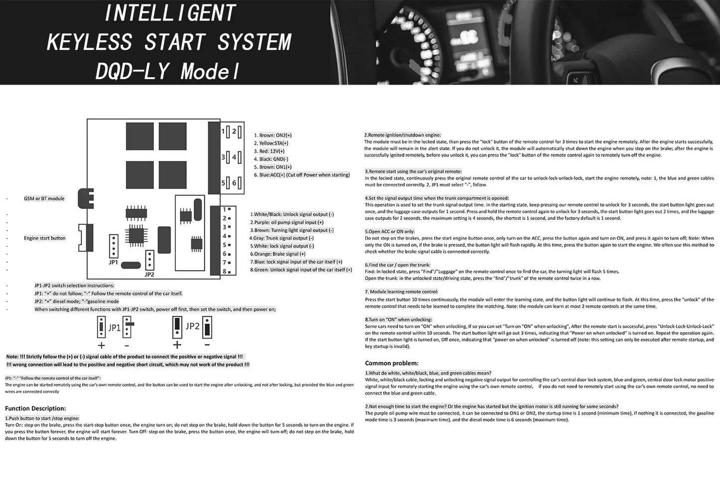 Car Alarm With Autostart Push One Button Auto Start Stop Keyless Entry System Smart Key Remote Start Kit Automotive Accessories