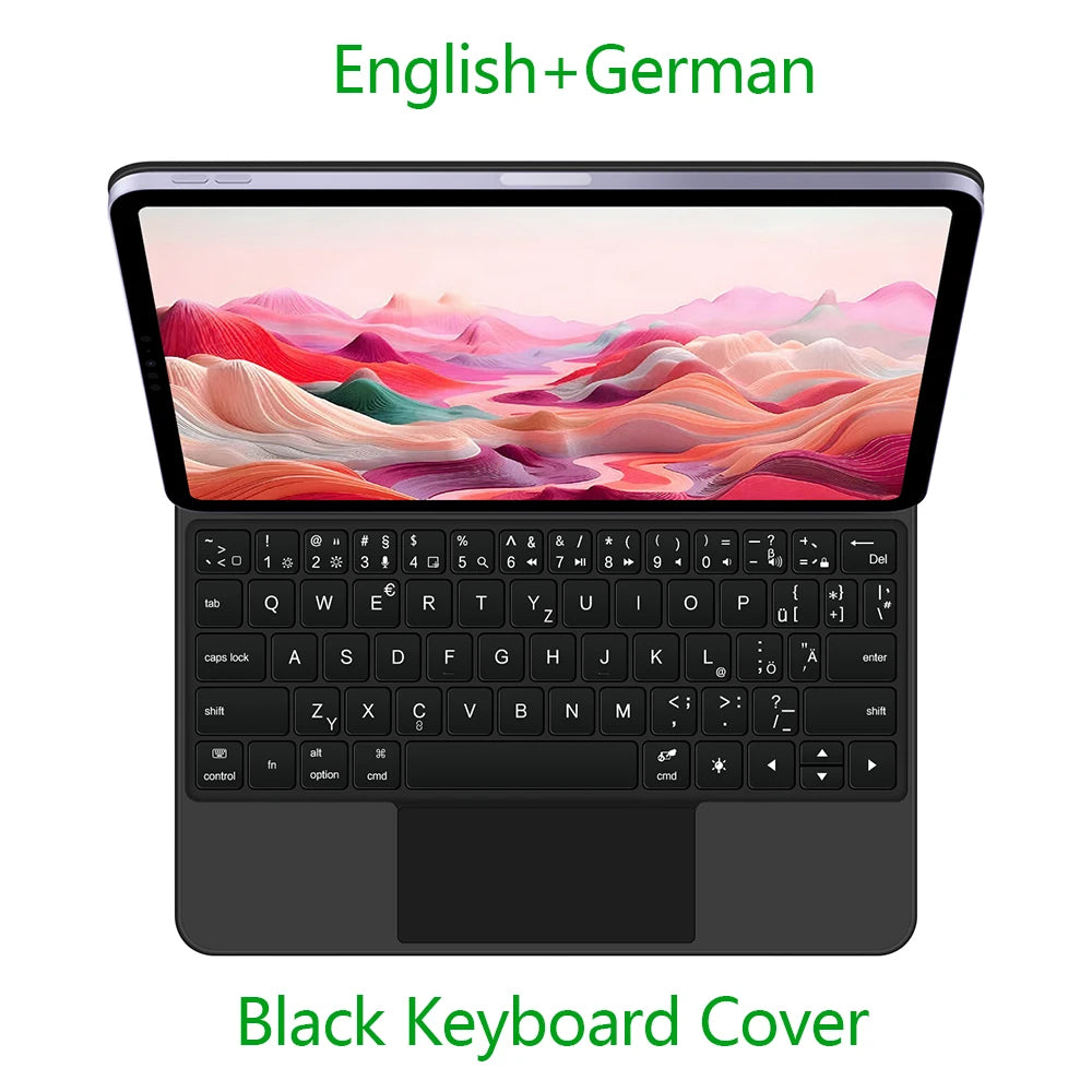 AJIUYU Magic Keyboard Folio For iPad Pro 11 inch (M4) 2024 A2836 A2837 Smart Magnetic Case Multi-touch Backlight Keyboard Cover
