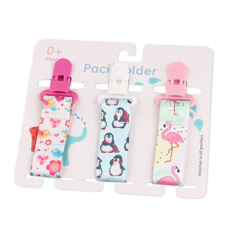 3Pcs/Set Baby Pacifier Clip Pacifier Chain Dummy Clip Nipple Holder for Baby Cartoon Print Child Pacifier Clips Soother Holder