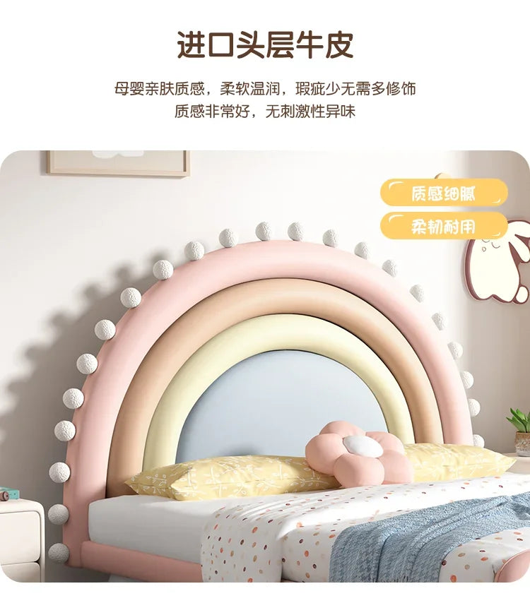 Cute Princess Children Beds Mattress Modern Pink Comferter Bed Luxury Wood Cama Infantil Bedroom Set Furniture