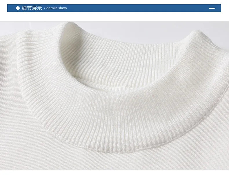 Men's Pullover Soft Sweater Winter Velvet Shirts Brand Clothing Knitted Fleece Warm Cold Blouse Slim Fit Bottom Shirts