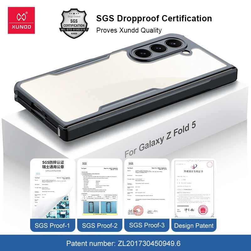 Xundd For Samsung Galaxy Z Fold6 Case For Galaxy Z Fold 6 5 4 3 Phone Cover Shockproof Protective Shell Clear Transparent Cases