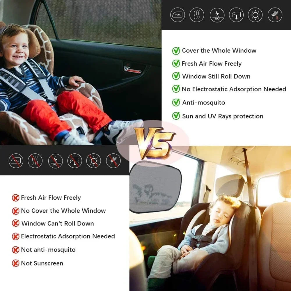 2 or 4pcs screen window set premium window sunshade breathable mosquito net for front and rear windows, UV protection Accessorie