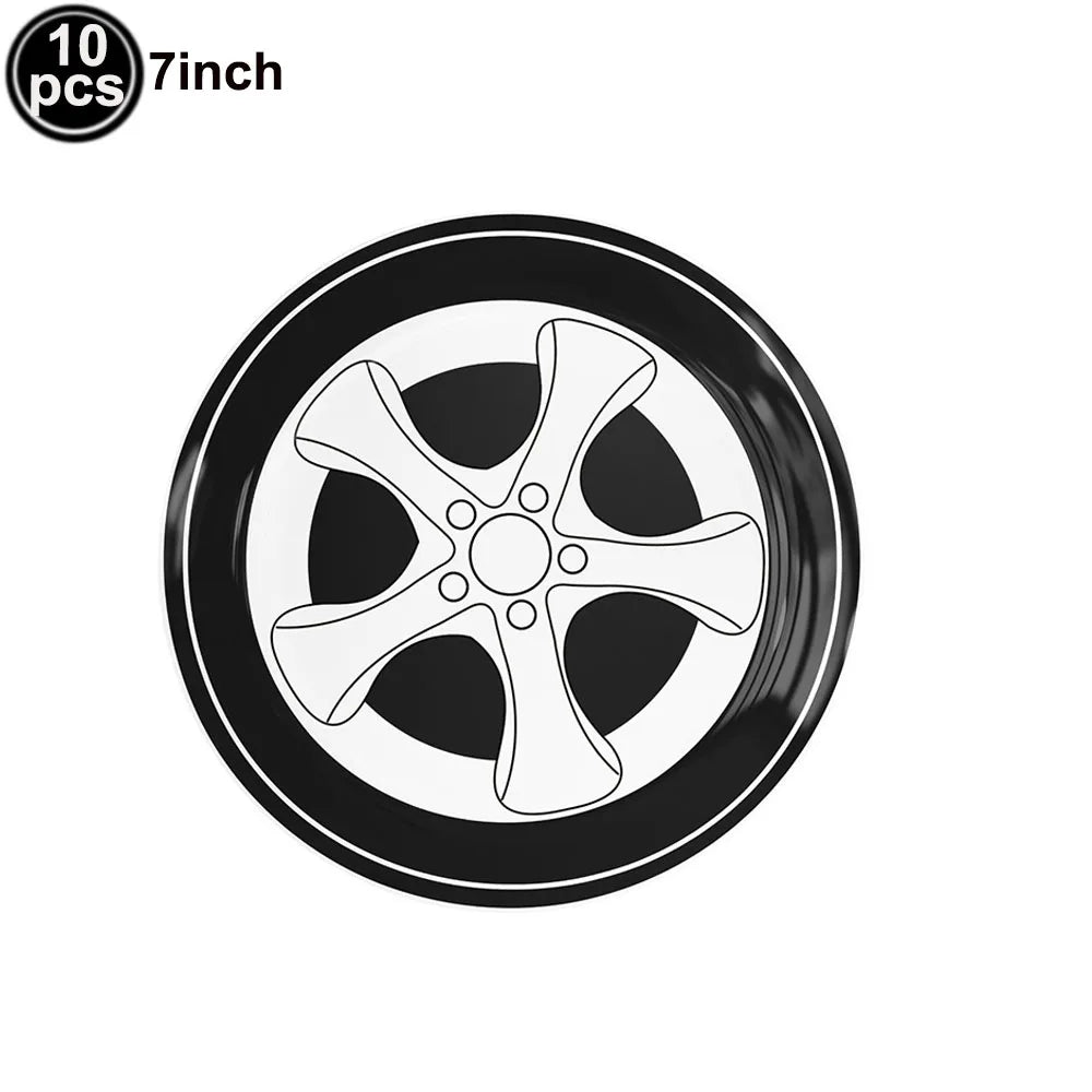 Traffic Cones and Racing Checkered Flags Black White Flags Kids Racing Theme Decorations for Race Car Birthday Party Supplies