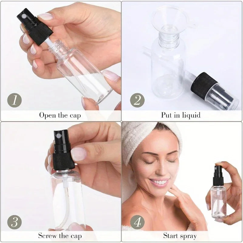 50PCS 10/20/30/50/60/100ml Refillable Empty Portable Clear Plastic Bottle Fine Mist Spray Alcohol Travel Perfume Atomizer Bottle
