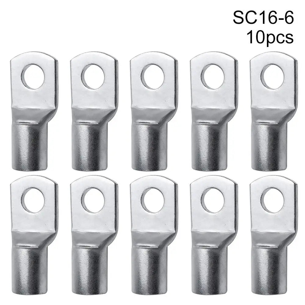 10pcs 16-35mm2 SC16-6 SC25-6 SC35-6 Tinned Copper Wire Nose Terminal Crimp SC Type Lugs Ring Cable Connector Kit