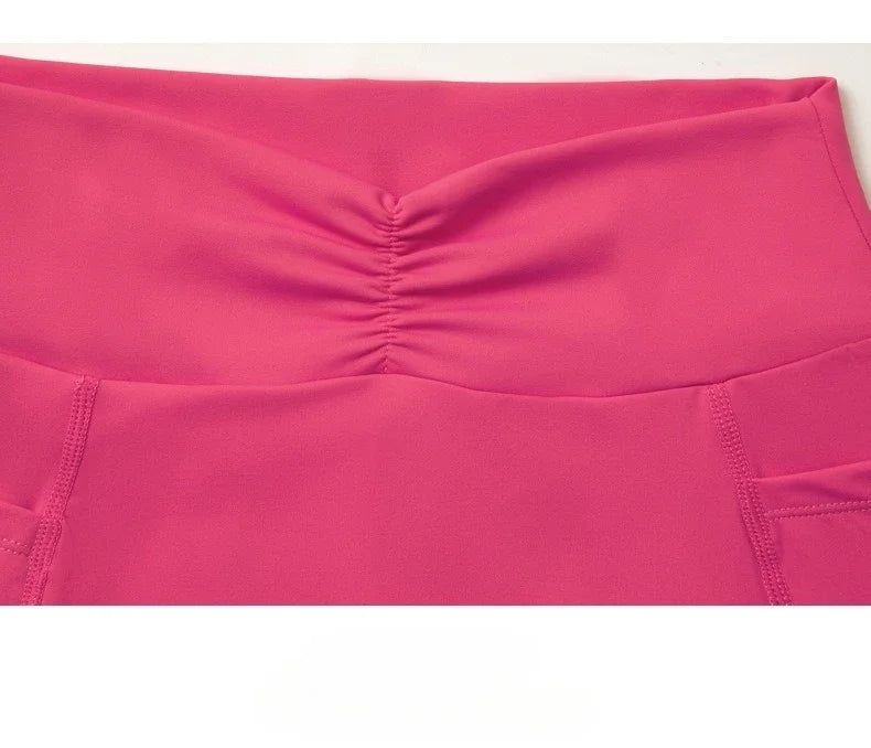 Tight Fitting Hip Yoga Shorts Pockets Women High Waisted Fitness Outdoor Leggings Scrunch Lifting Yoga Biker Shorts