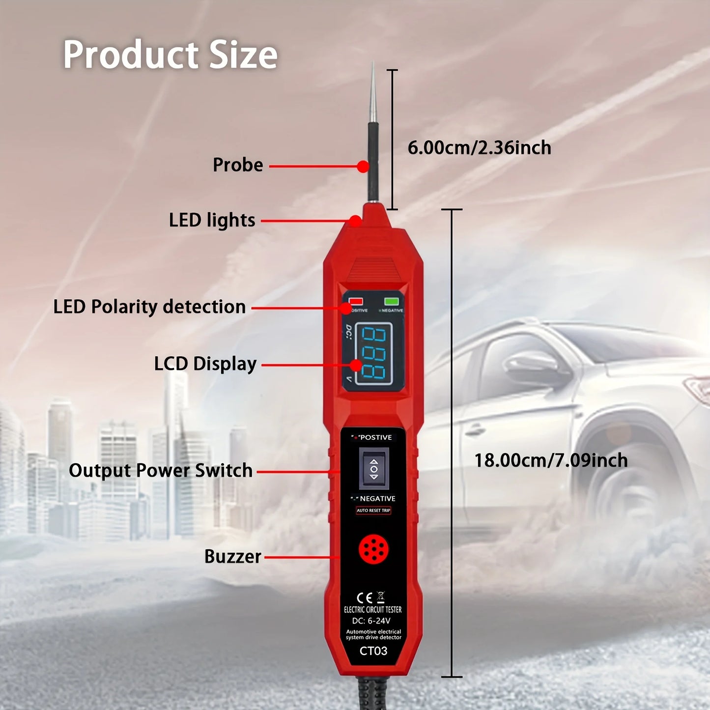 High-Performance Multifunctional Automotive Circuit Tester and Drive Detector - Digital Display, Adjustable Resistance, Ergonomic Design, Used for Electrical System Diagnostics, Circuit Switch Inspection, Vehicle Maintenance