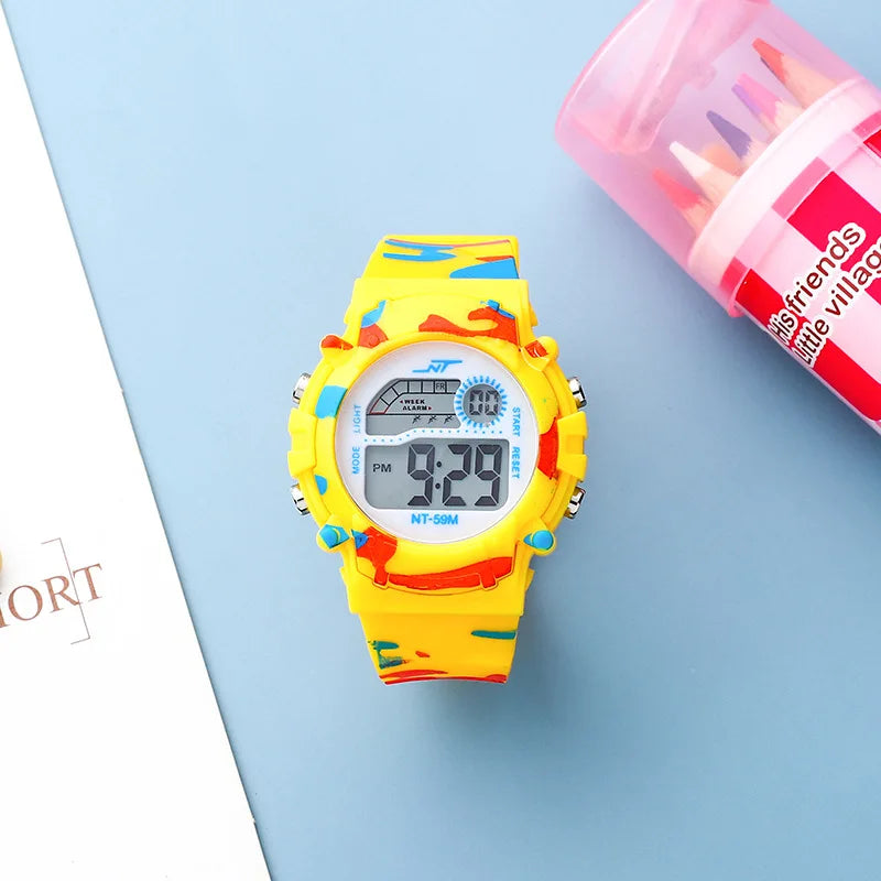 2023 New Boys Sports Military Kids Digital Watches Student Childrens Watch Fashion Luminous LED Alarm Camouflage Girls Clock