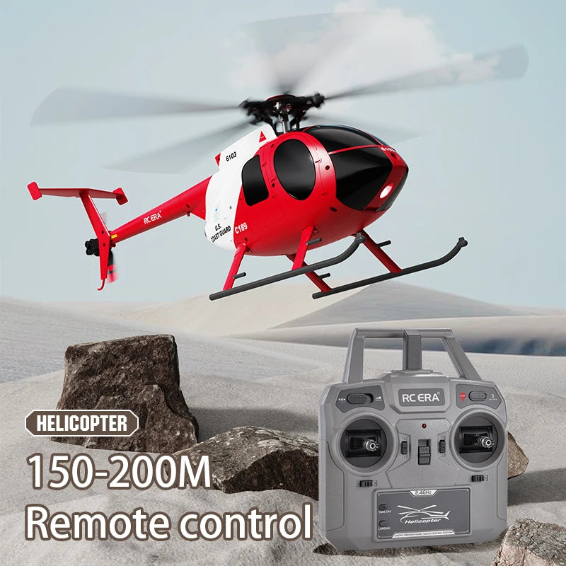 1:28 C189 RC Helicopter MD500 Brushless Dual-motor Remote Control Model 6-Axis Gyro Aircraft Toy One-click Takeoff/landing