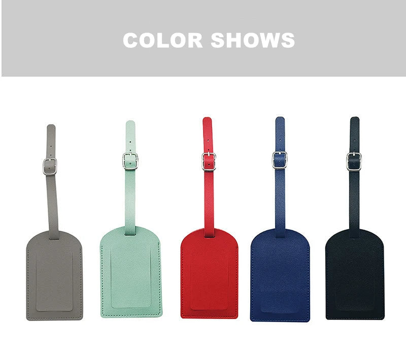 Women Men PU Leather Luggage Tag Suitcase Identifier Label Baggage Boarding Bag Tag Name ID Address Holder Travel Accessorie