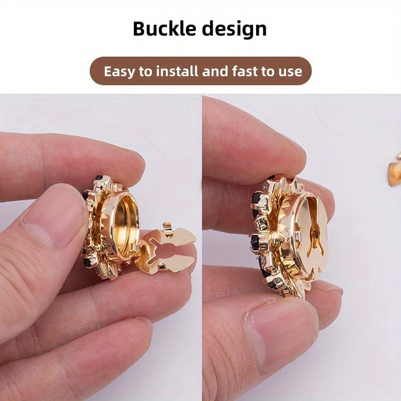 Rhinestone Button Covers, Gold Crystal Clip on Button Covers, Decorative Formal Cufflink Buttons