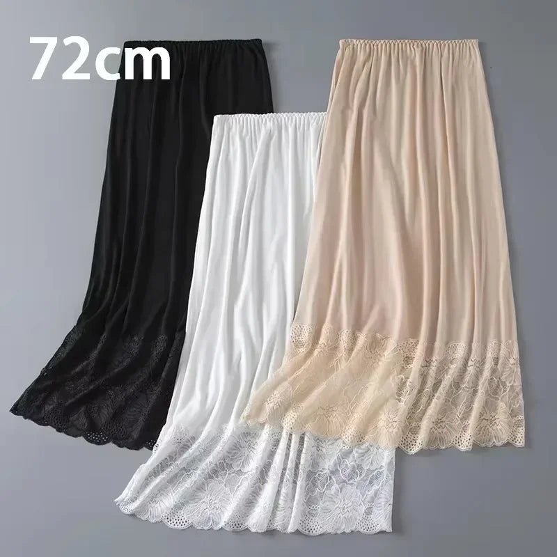 3 Lengths Basic Underskirt Modal Female Half Length Skirt Lace Slip Innerwear Short Skirt Women Half Slip Dress Long Petticoat