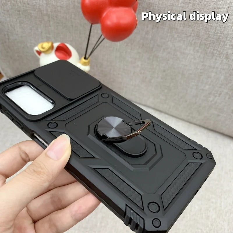 Silde Lens Armor Shockproof Phone Case For Samsung Galaxy S20 Ultra S20 Plus S 20 FE S20+ Magnetic Car Holder Ring Protect Cover