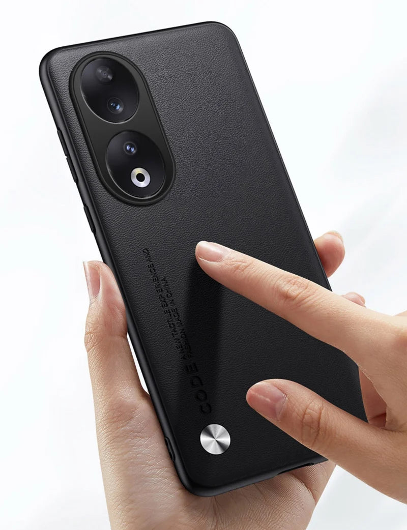 Luxury PU Leather Case For Honor 90 Back Cover Matte Silicone Shockproof Full Protection Phone Case For Honor 90 Honor90 Coque