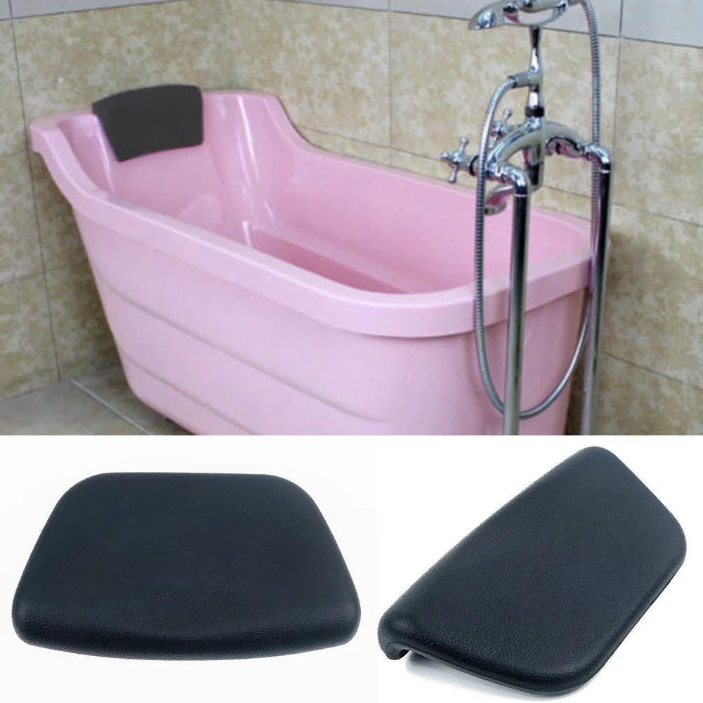 1pc PU Spa Bath Pillow Bathtub Headrest Waterproof Bath Cushion BLACK Bathtub Pillow For Neck Head Support 265*150*60mm