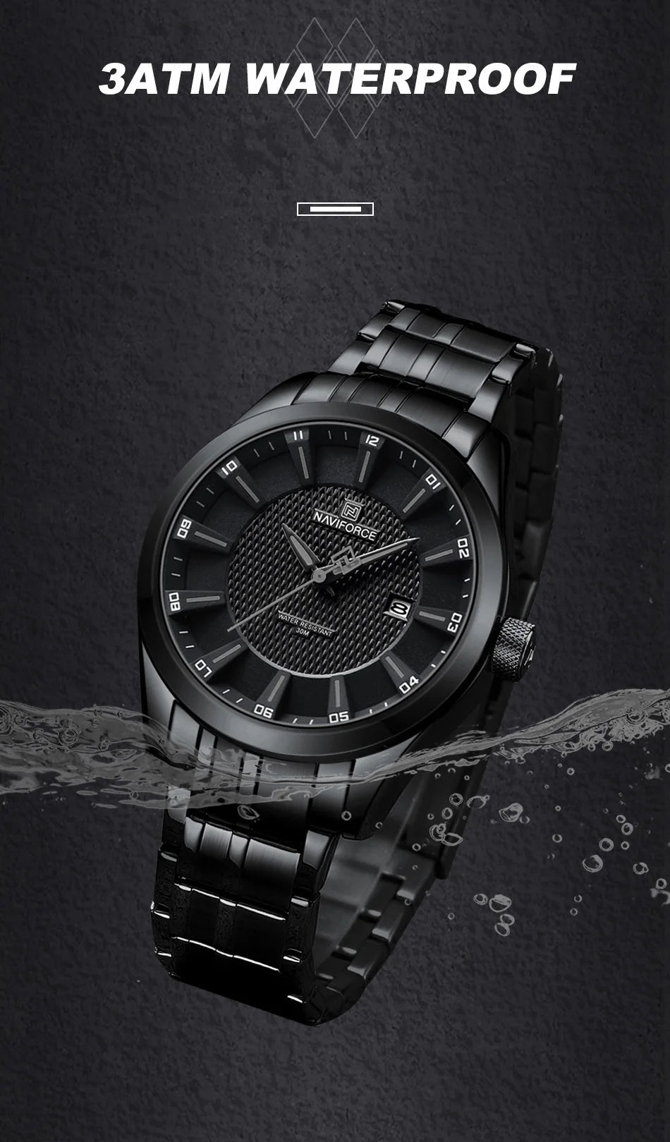 Top Brand NAVIFORCE Men's Watch Waterproof Quartz Business Casual Wristwaches Stainless Steel Strap Date Clock Relogio Masculino