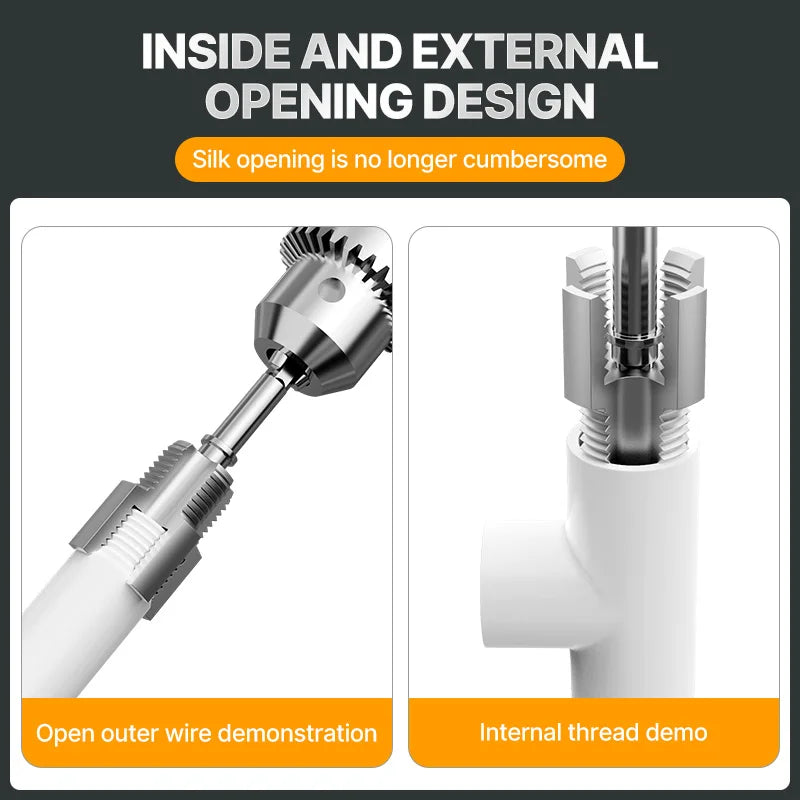 HUHAO PPR/PVC Water Pipe Thread Opener Hand Tools Internal Thread External Thread Integrated Tapping Tool Thread Drill Bit