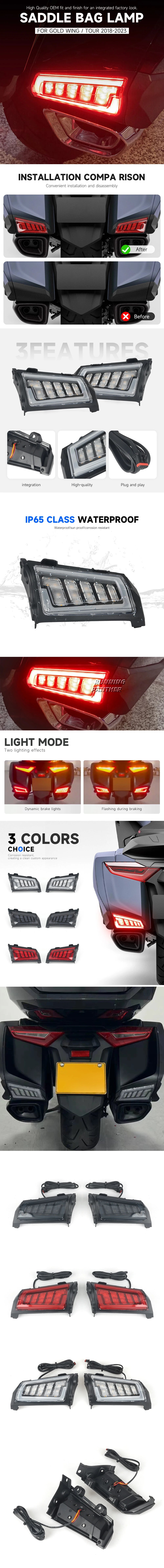 Motorcycle Rear Saddlebag Saddle Bag Turn Signal LED Lights Lamp For Honda Goldwing Gold Wing GL1800 Tour 2018-2023 2022 2021