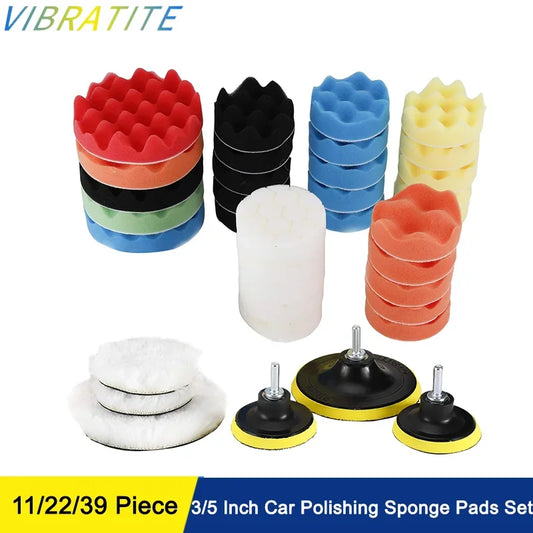 3/5 Inch Car Polishing Sponge Pads Set 11/22/39 Pcs Car Polisher Wax Cleaning Tools Polishing Pad Motorcycle Auto Accessories