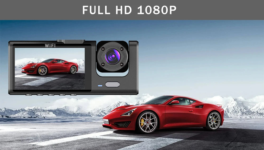 WiFi 3 Channel Car DVR Three Way Dash Cam Inside Vehicle Camera DVRs Recorder FHD 1080P Video Mini Registrator Dashcam Camcorder