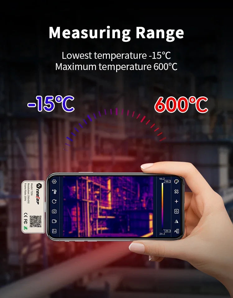 TOOLTOP T256 Thermal Camera 256*192 Type-c Infrared Camera 25Hz High Refresh Rate Thermal Imager for Industrial Heating Repair
