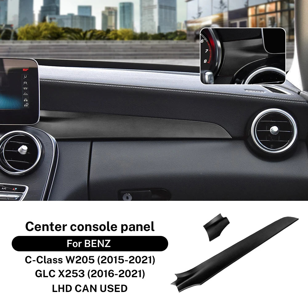 For Mercedes Benz C Class W205 C180 C200 GLC X253 2015 2016 2021 LHD RHD Carbon Fiber ABS Center Console Dashboard Trim Cover