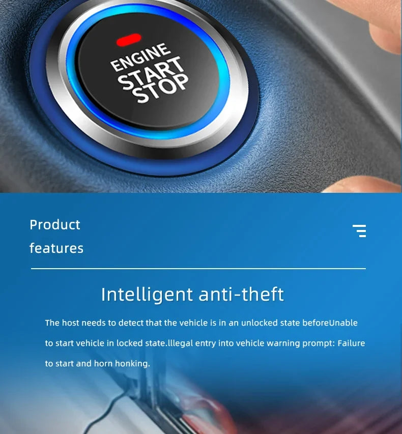 Universal Car Push Button Start Stop Keyless Entry Starter System Cell Phone Bluetooth APP PKE Remote Control Ignition Car Alarm