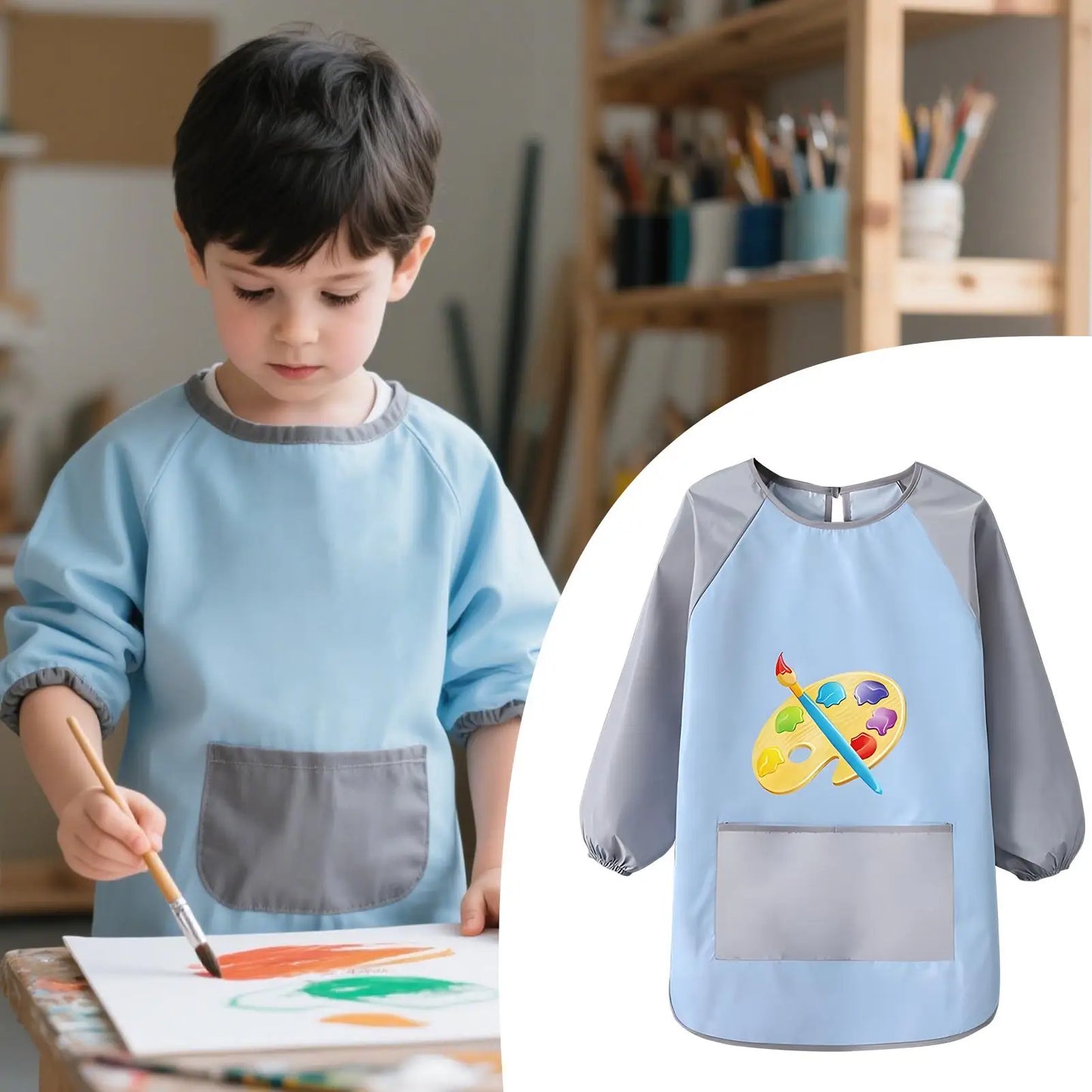 Toddler Smock For Painting Waterproof Children Apron Children Smock With Long Sleeves For Garden Painting Baking Preschool