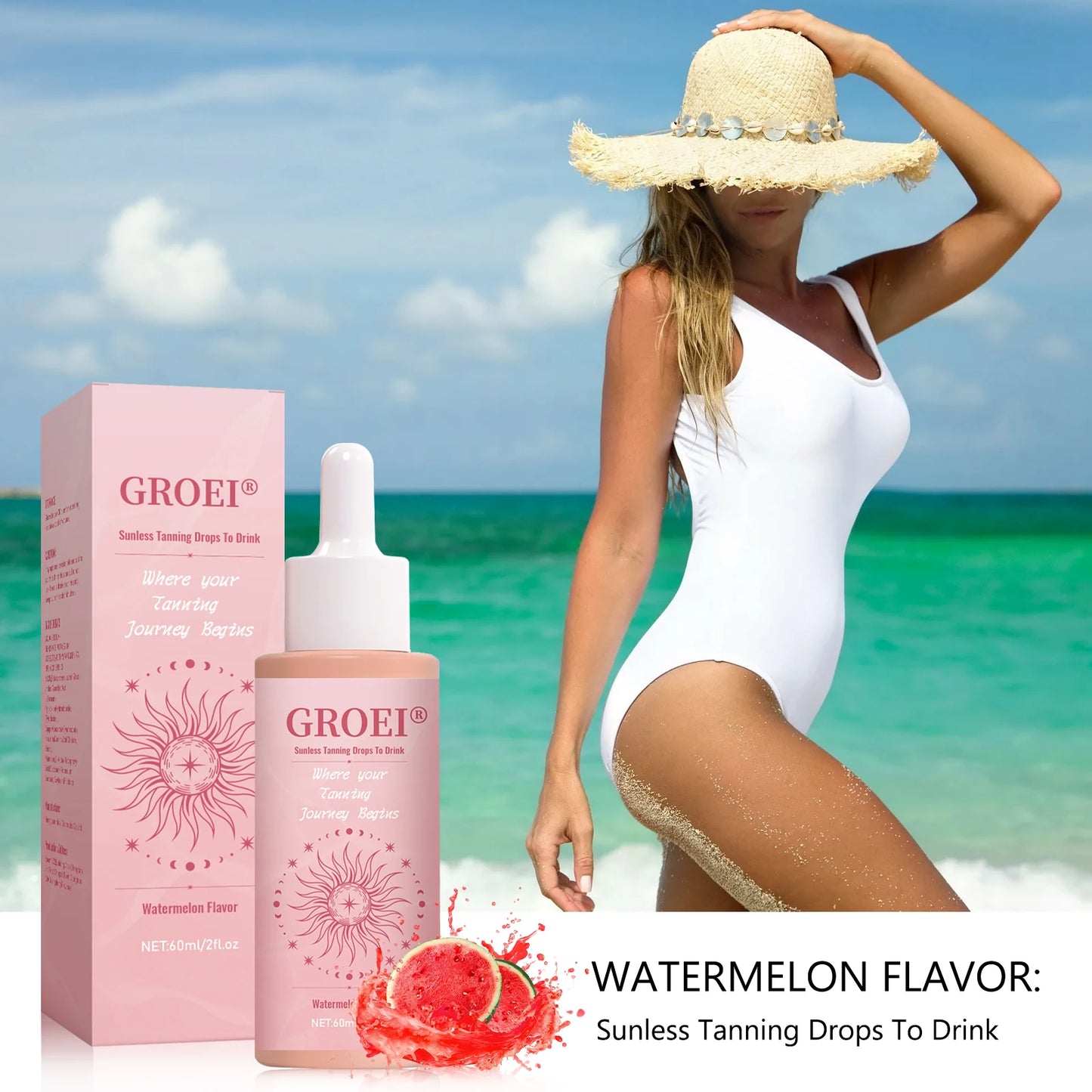 Watermelon Tanning Drops Face Body Long Lasting Bronzer Intensive Bronzing Brown Solarium Sunbeds Moisturizing  Self Tanner