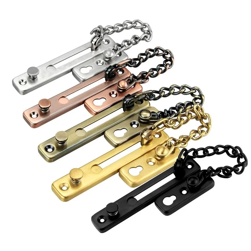 NAIERDI Security Door Sliding Chain Lock Safety Punch Free Stainless Steel Door Chain Lock Anti-theft Door Chain Latch Buckle